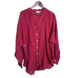 Monday Swimwear Barcelona Tunic Chili Pepper Crinkle Linen Oversized M/L